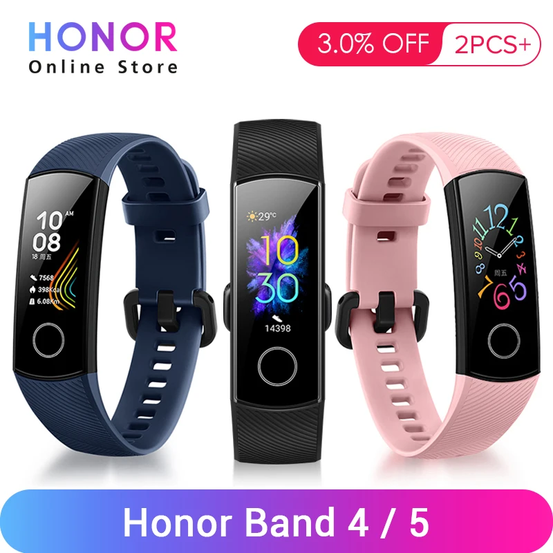 Для Huawei Honor Band 5 4 браслет часы AMOLED 0 95 &quotсенсорный экран фитнес трекер данные сна