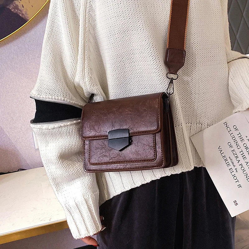 

Women Messenger Bags PU Leather Handbag 2020 New Arrival Fashion Pure Cover Flap Small Shoulder Bag Female Daily Travel Purse