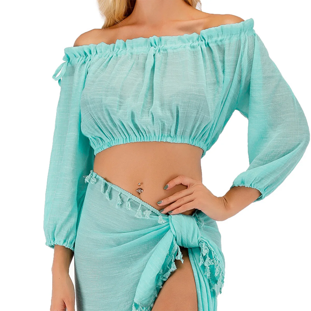 

Women Bikini Cover Up Swimwear Beach Off-shoulder Blouse T-Shirt Top Summer Sexy Tee Beach Shirts Blouse Tops 2020