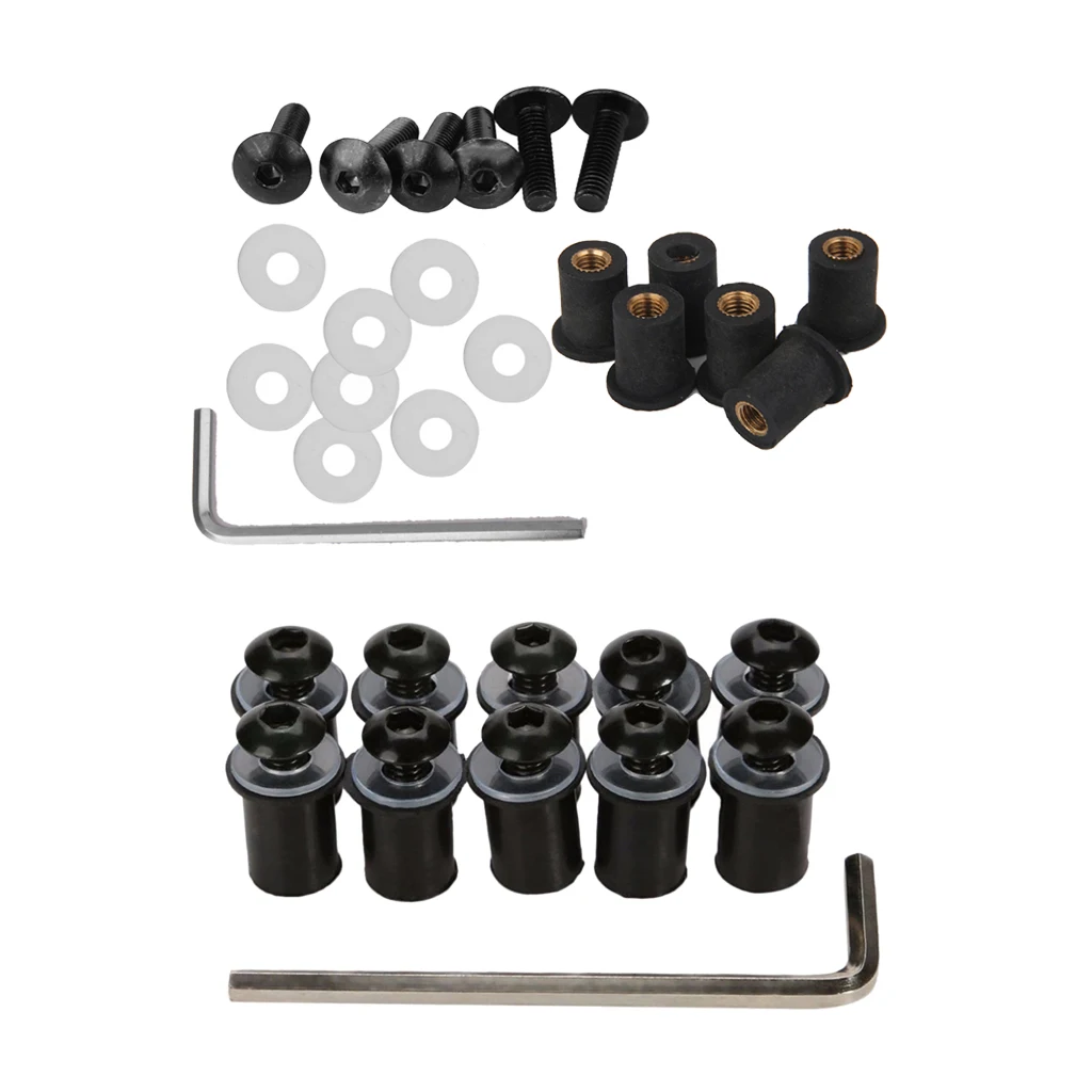 4mm + 5mm Fairing Windscreen Screw Bolt Windshield Mounting Nuts Kit Black |