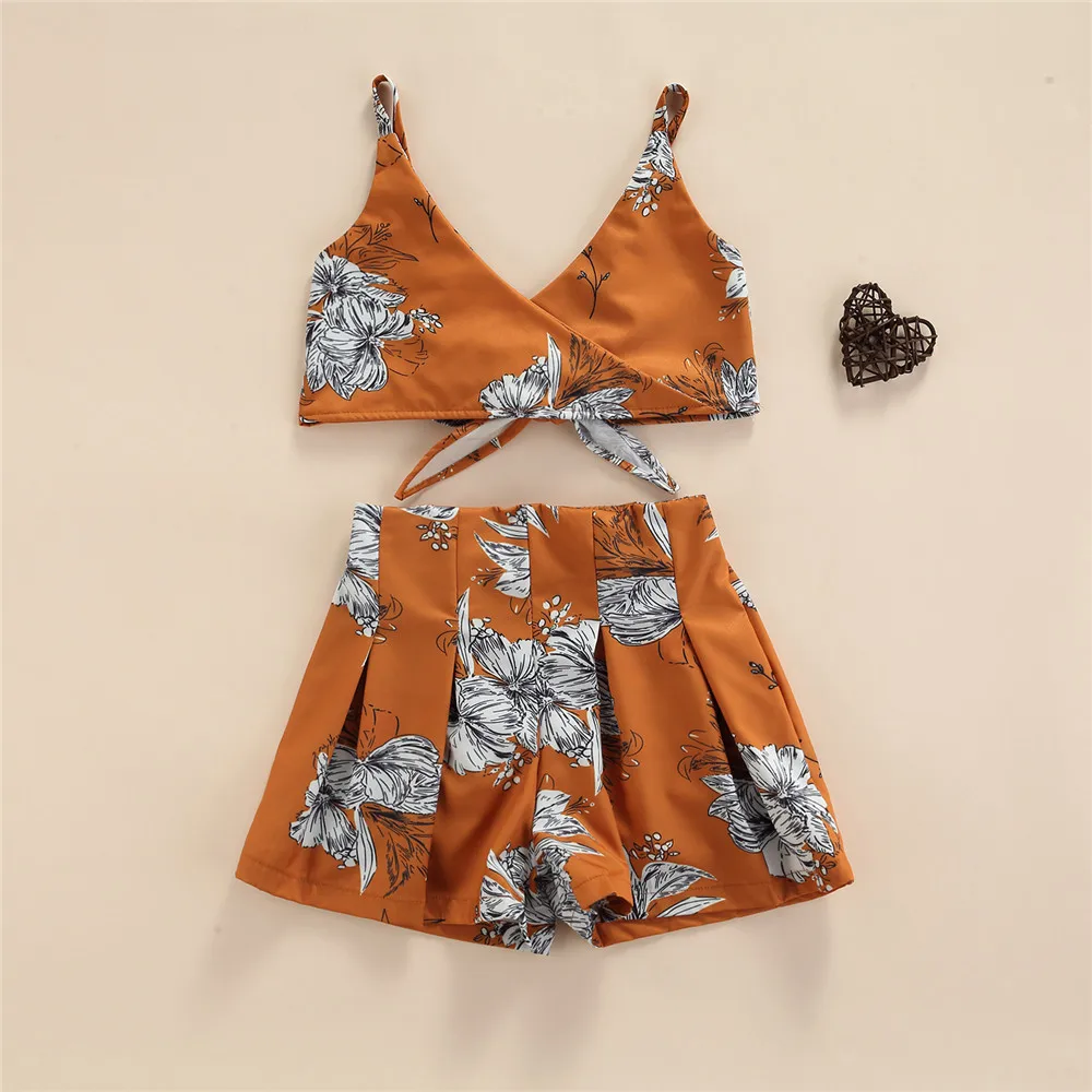 

1-6Years, летние детские платья для малышей, девочек пляжный отдых комплект из 2 предметов, комплекты одежды для детей ясельного возраста с цвет...