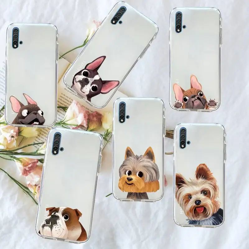 

French Bulldog Pug Dog Cute Phone Case Transparent for Huawei honor P mate Y 20 30 40 10 8 5 6 7 9 i x c pro lite prime smart