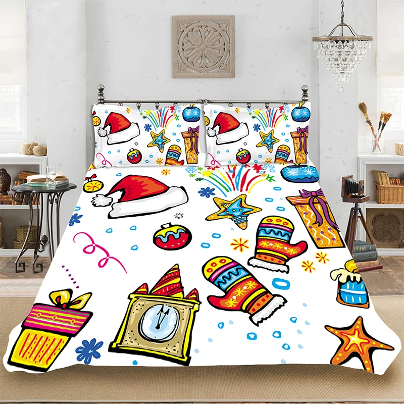 Комплект постельного белья включая пуховое одеяло наволочка с принтом домашний