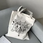 Холщовая Сумка y2k с японским кавайным котом в стиле Харадзюку, шикарные сумки для покупок Ulzzang ins, женские сумки на плечо, Вместительная женская сумка