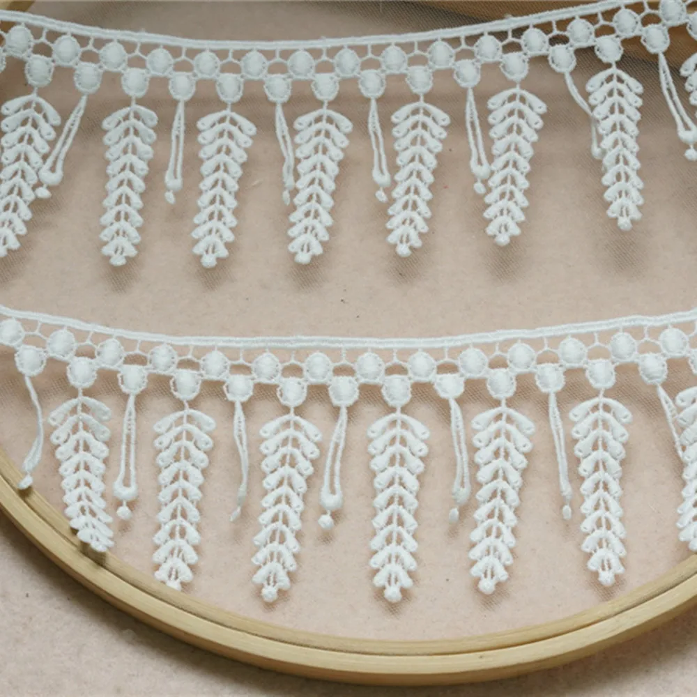 

White venice circle lace trim crochet guipure fringe tassel lace trim for DIY handcraft home decoration lace sewing crafts dress