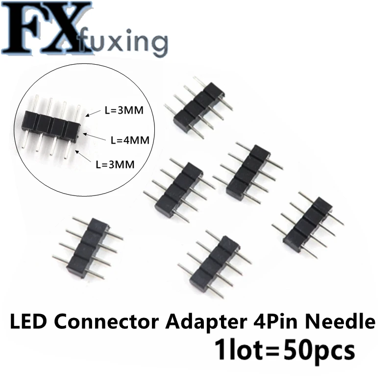 50 шт./лот светодиоидный коннектор адаптер 4Pin иглы мужской тип двойной цвет в