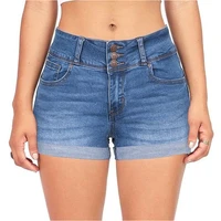 high waist jean button zipper womens denim shorts scratched pocket design shorts femme short mujer pantalones cortos mujer