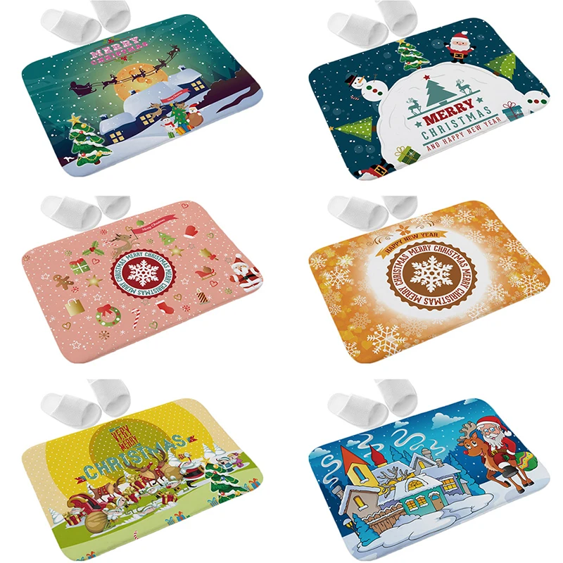 2019 Рождественский Коврик придверный коврик Санта Орнамент Рождественское