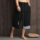 Кимоно мужское в традиционном Корейском стиле, повседневные брюки с широкими штанинами, укороченные штаны с принтом, летняя уличная одежда, Прямая поставка