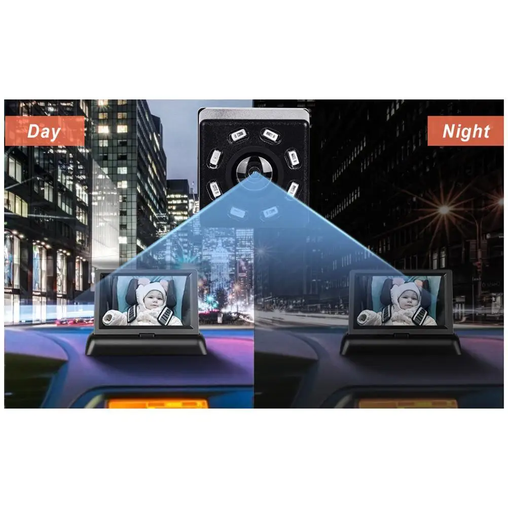 Goede 4.3 Inch Opvouwbare Auto Monitor Auto Babyfoon Met Camera Achterbank Spiegel Voor Baby 'S Auto Baby Camera Kinderzitje Baby Zee