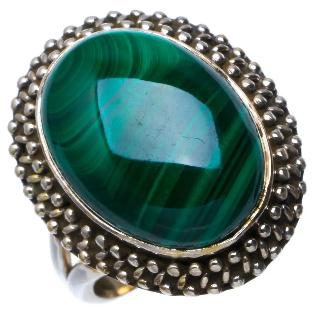 Натуральный Малахит ручной работы уникальное женское серебряное кольцо 6 25