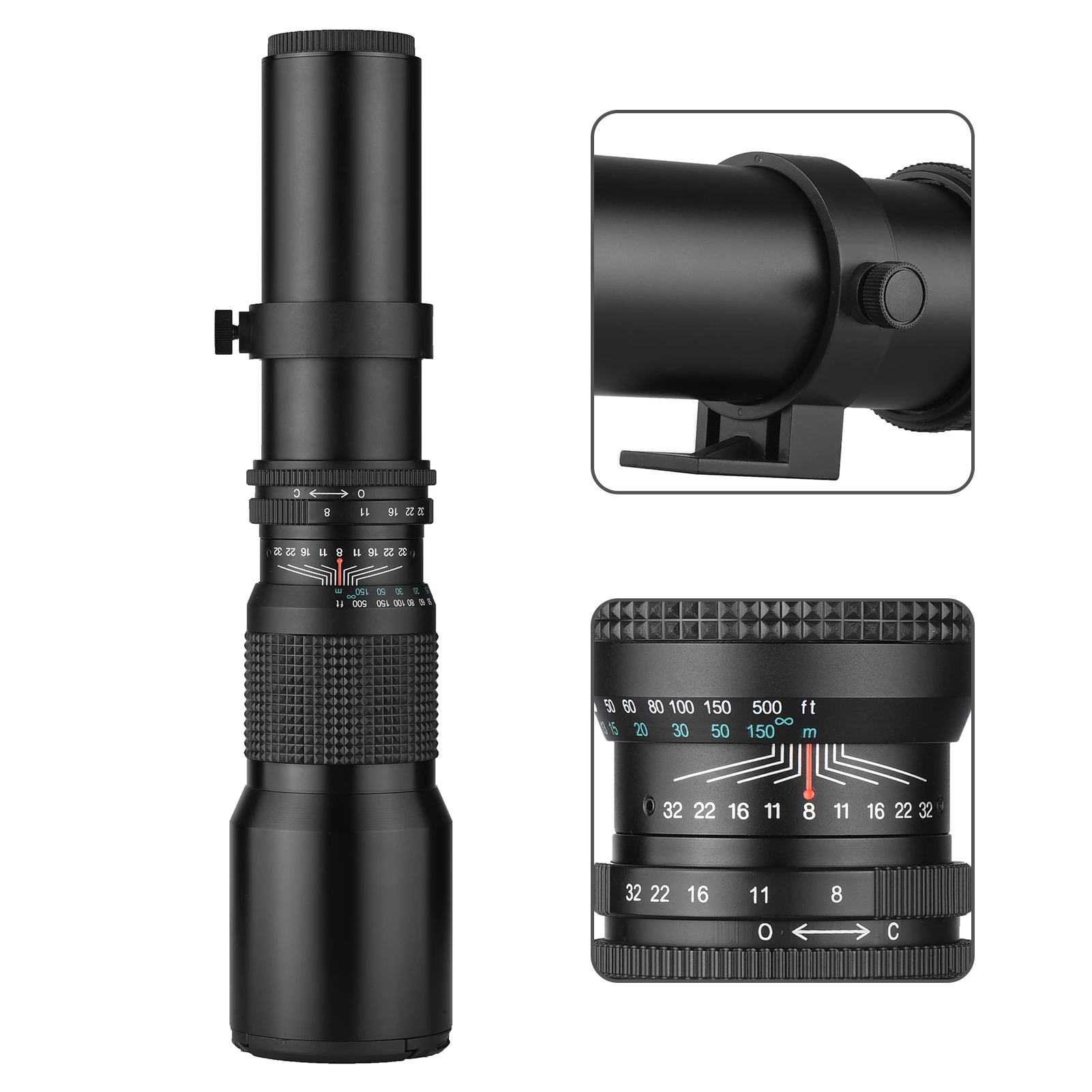 Andoer 500 мм/1000 мм f/8 ручной фокус камеры высокой мощности телеобъектив для Canon EOS 80D 90D