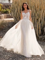 ebdoing wedding dress a line lace for bride boat neck neckline sleeveless plus size marry bride gown 2022 vestidos de novia
