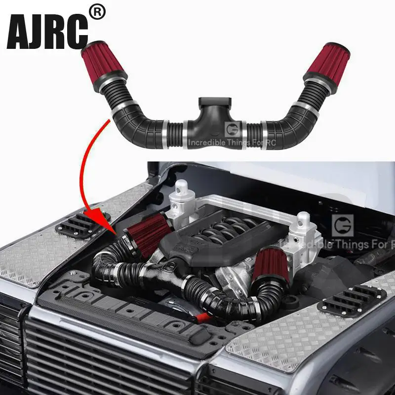 Enlarge Simulated Engine Intake Air Filter Kit For 1/10 Rc Crawler Car Trax Trx4 Defender Bronco Axial Scx10 Ii 90046 Trx-6 G63