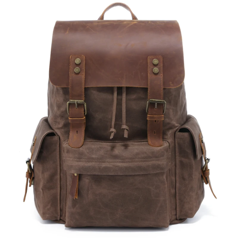 Luufan холст высокого качества кожаный мужской рюкзак для ноутбука 17 дюймов мужчин