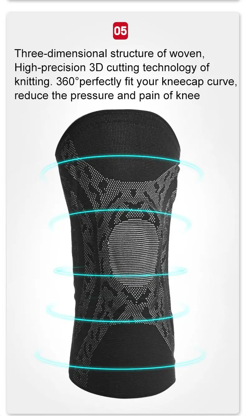 

Veidoorn 1 pcs Knee Patella Protector Brace Silicone Spring Knee Pad Basketball Running Compression Knee support Sleeve