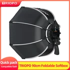 TRIOPO 90 см со складным софтбоксом восьмиугольник софтбокс с ручкой для Светодиодная лампа для видеосъемки Yongnuo Godox Вспышка светильник аксессуары для студийной фотографии