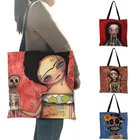Женские сумки 2020, сумка через плечо с принтом в виде черепа для Хэллоуина, Дня мертвых девушек, большие многоразовые тоуты для покупок B13124