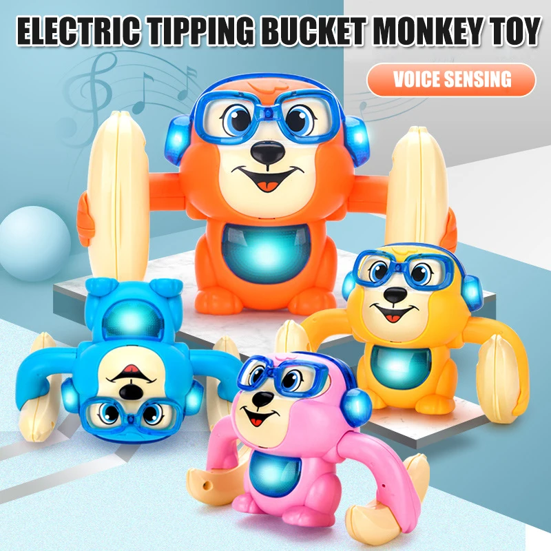 

Hot Cute Monkey Animal Doll Musical Tumbling Toy Children Electric Toys 360 Degree Flip Touching Voice Control ED889