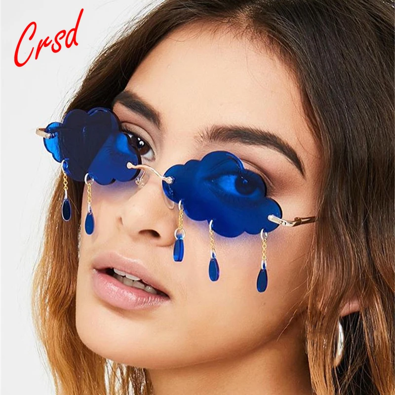 Солнцезащитные очки унисекс без оправы винтажные с облаками в стиле стимпанк