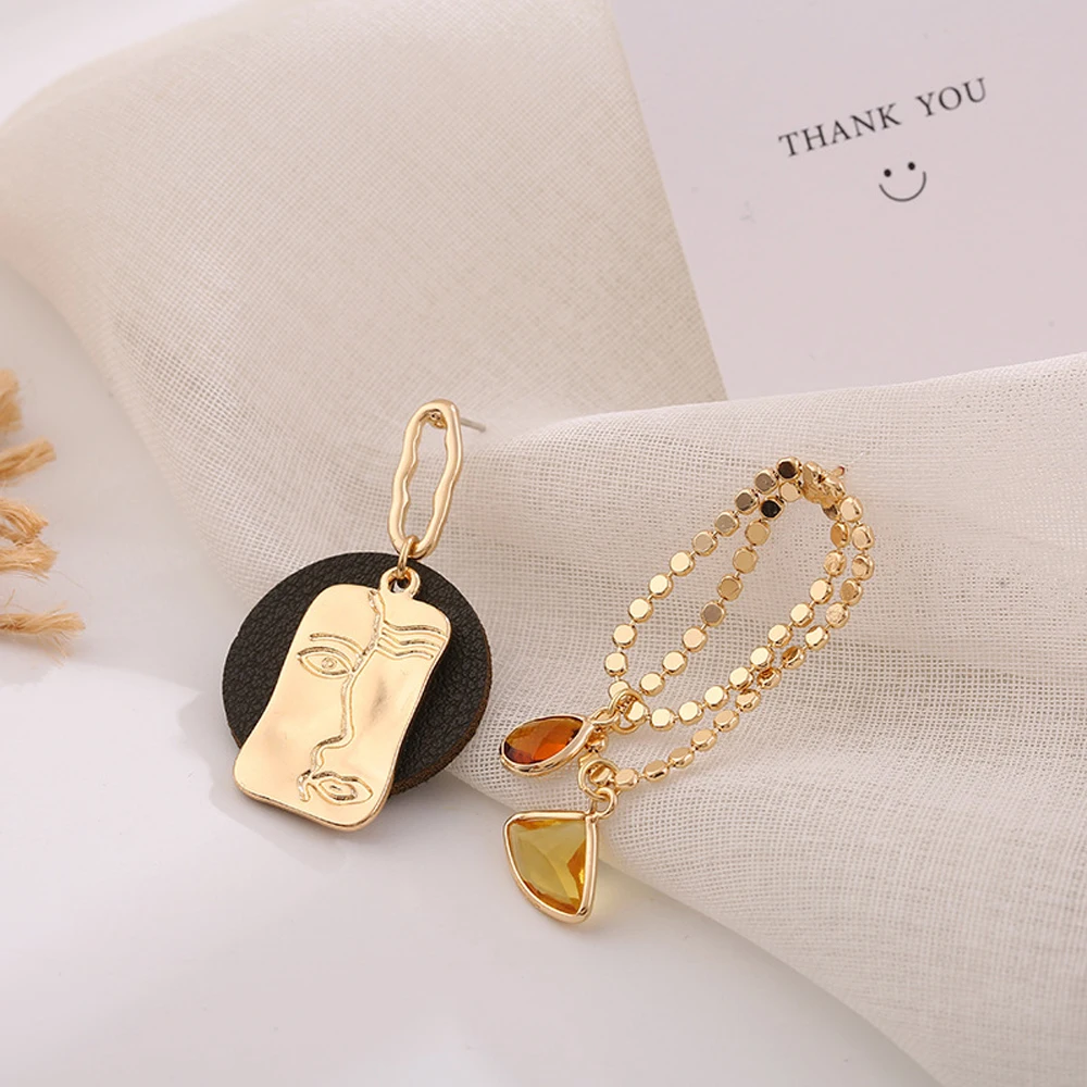 Асимметричные кисточки металлические абстрактные линии контур лица Подвесные