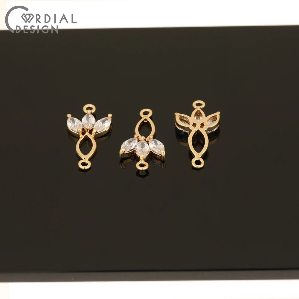 

Cordial Design 30Pcs 11*21MM Jewelry Accessories/DIY Making/Connectors/Hand Made/CZ Charms/Genuine Gold Plating/Earring Findings
