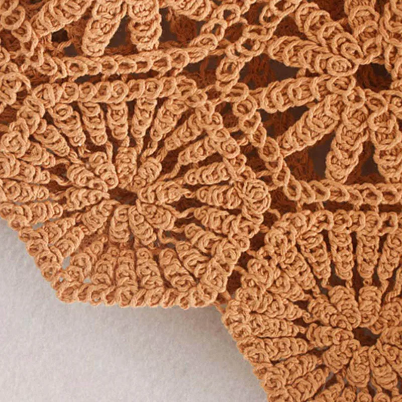 Выдалбливают вязаный короткий топ для женщин Осень Винтаж прилива рукав Милая