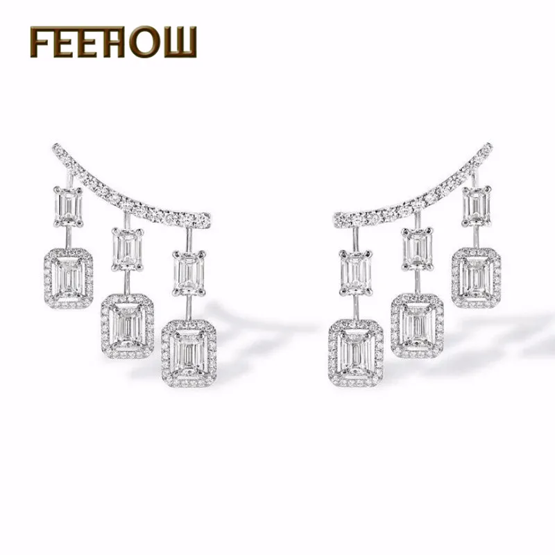 FEEHOW оптовая цена Люстра квадратной формы висячие серьги с чешским камнем женские