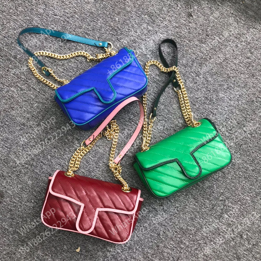 

Luxury Designer Genuine Leather shoulder bag 2021 New Marmont Multicolor Cowhide Handbag Top Quality Famous Chain Crossbody Bags