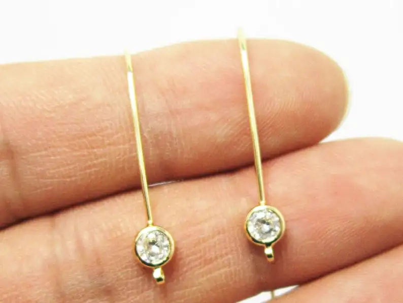 6 шт. медные серьги гвоздики с покрытием из 18 каратного золота 49x25 мм|Ювелирная