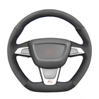 Оплетка на руль из черной замши для Seat Ibiza 6J FR  CUPRA 2012-2015 Mii FR 2013 2014 2015 2016 2017 2018 2019-2020