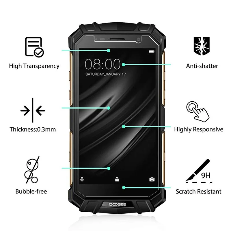 Закаленное стекло JGKK Для Doogee S60 Lite 2 шт. Защитное для экрана 9H 5 D зеркальное