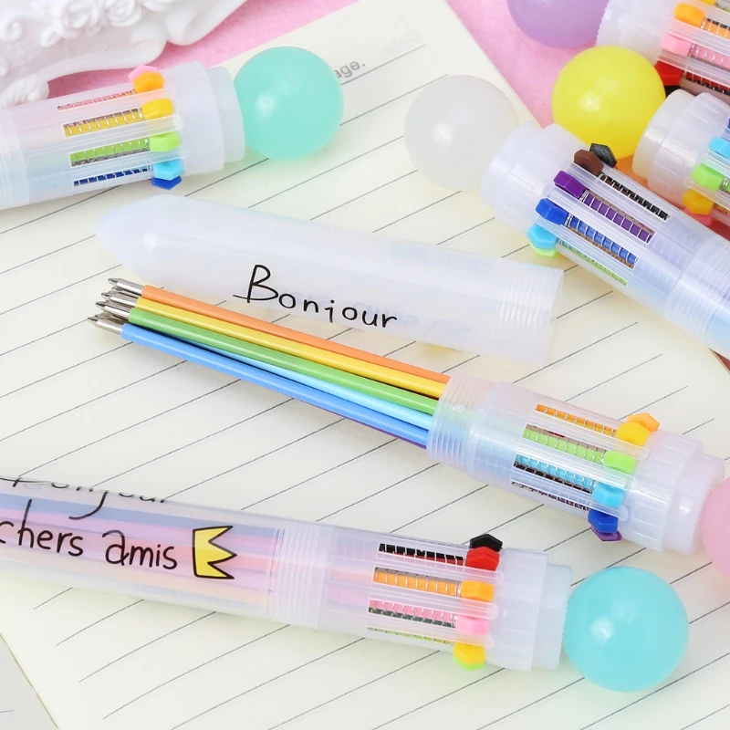 

Creative Candy Color 10 Color In One Set Ballpoint Pen Writing School Stationery 32CA