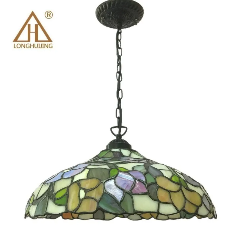 

Stained Glass Suspended Luminaire Tiffany Baroque Pendant Lights For Home Parlor Dining Room Chain Pendant Lamps E27 90-260v
