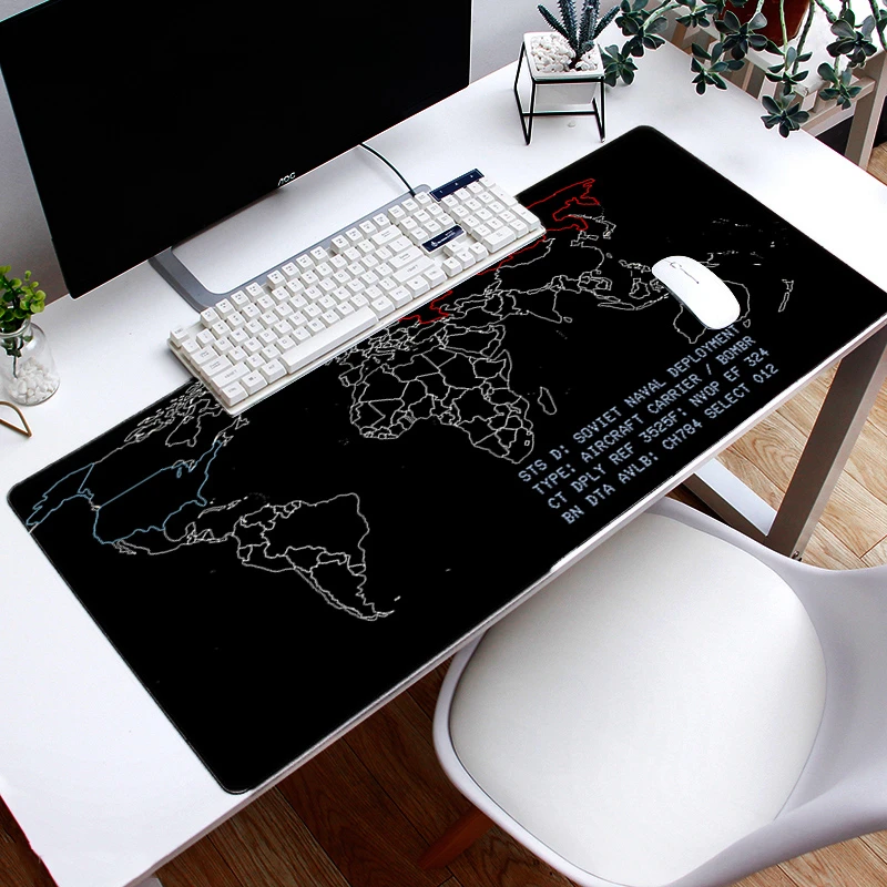 

Large Gaming Mouse Pad world map pattern Mouse Mat Lock Edge Desk Mat Natural Rubber Non-slip Mousepad for Computer Laptop CS
