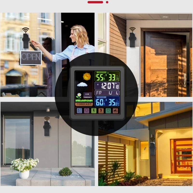 

Digital Weather Station Thermometer Hygrometer with Outdoor Sensor, Weather Forecast, Time Display and Black Night Light