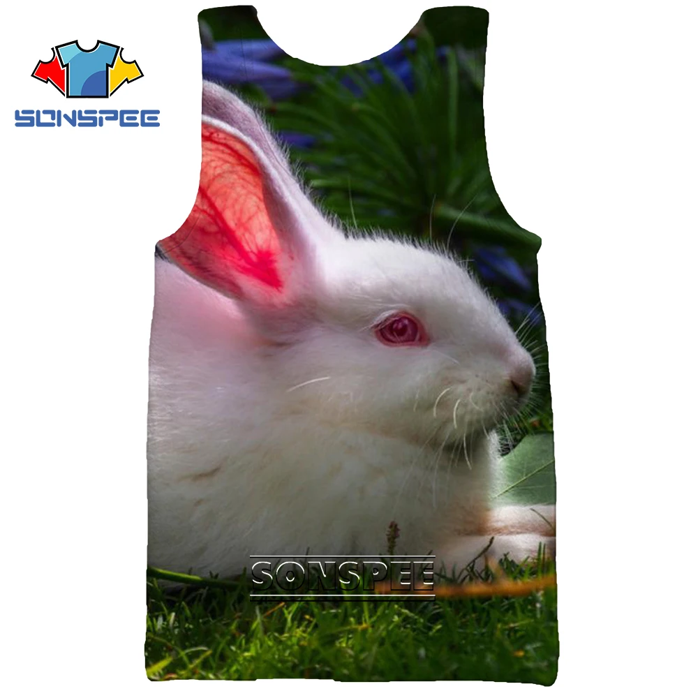 

SONSPEE Summer Rabbit Animal Men's Vest 3D Print Women Clothes Kawaii Young Fashion Cute Hawaii Casual Comfort Homme Sleeveless