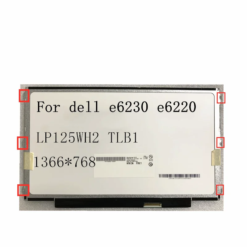 

12.5" For dell e6230 e6220 slim laptop lcd screen LP125WH2 TLB2 1366*768 40pins B125XW01 V.0 LP125WH2 (TL)(B1) panel matrix