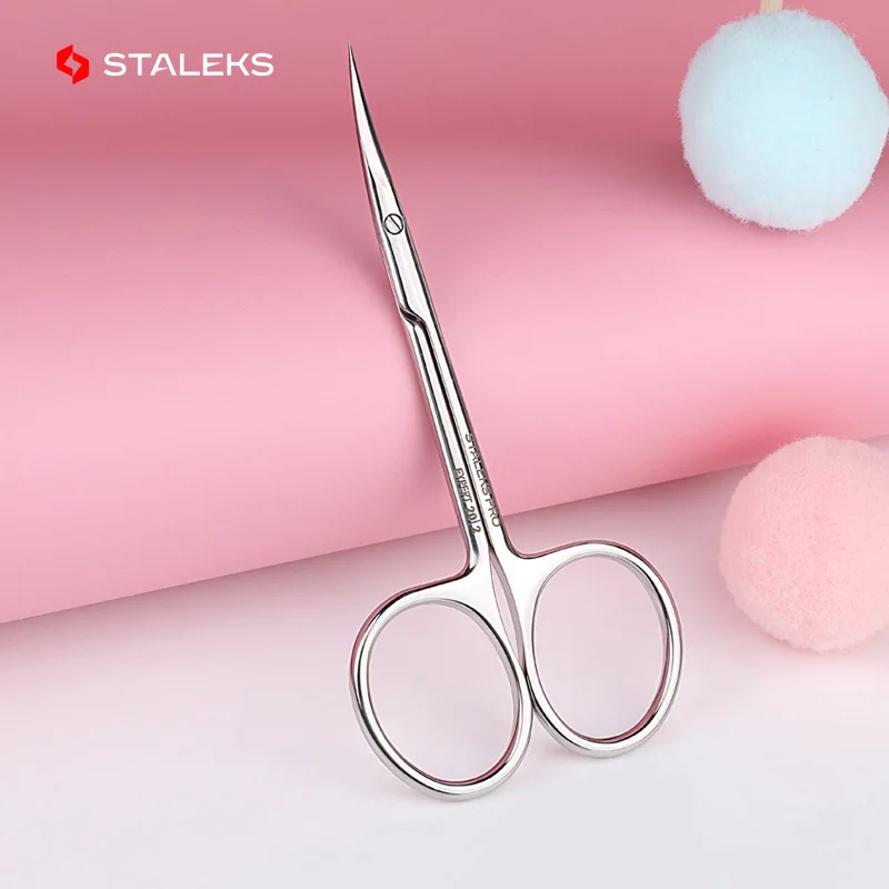 STALEKS SE-20-2 Nail Scissors High Quality Stainless Steel Elbow Eyebrow Scissors Profession Trim Nose Hair Makeup Tool