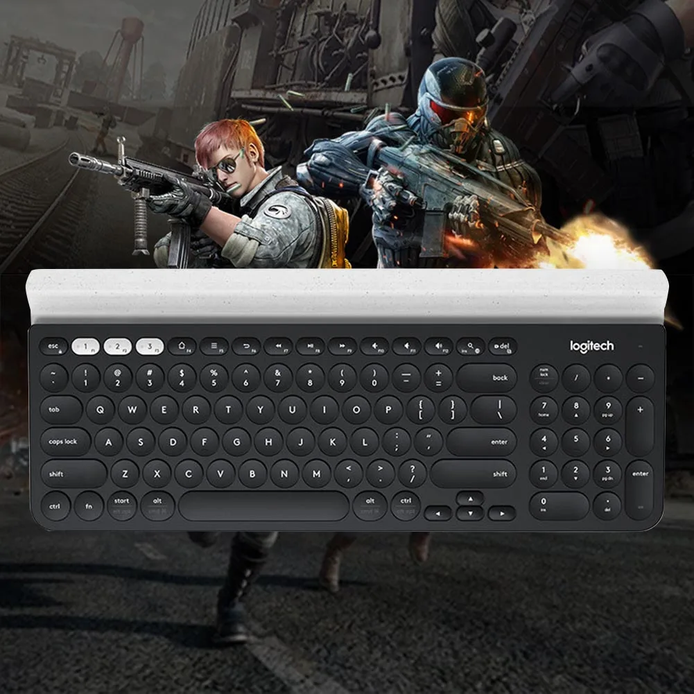 

Logitech k780 wireless Bluetooth ultra thin Mini mute keyboard with rubber bracket for laptop and desktop