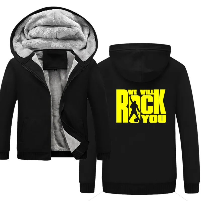 

We Will Rock You Brand New Winter Men Set Fleece Lined Thick Warm Tracksuit Hooded Male Track Suits Male Sweatshirt