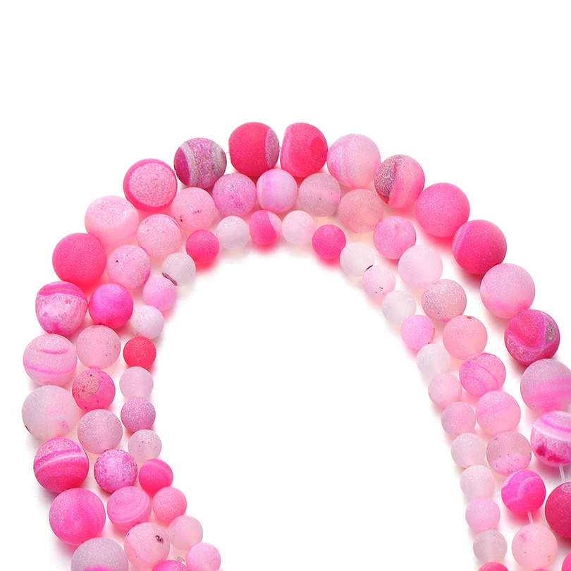 matte agent pink Натуральный Камень Бисер для изготовления ювелирных изделий браслет Цепочки и ожерелья тигровый глаз и лавовый камень Свободные Круглые бусины Diy аксессуары для рукоделия - Цвет: matte agent pink