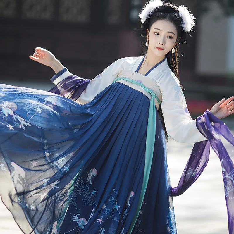New Hanfu Dress Chinese Traditional Hanfu Costume Chinese Folk Dance ...