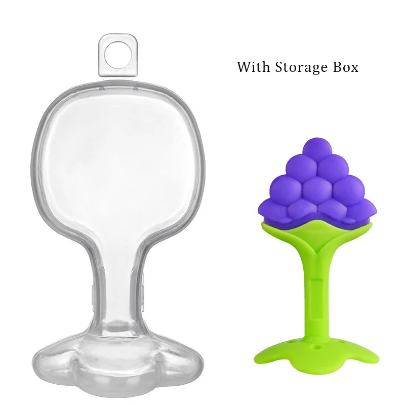 grape box NO BPA детский Прорезыватель безопасный силикон детские фруктовые Прорезыватели для жевания детей игрушки с зубами уход за зубами для детей укрепляющие тренировки зубов - Цвет: grape box