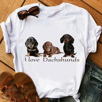 i love my dachshund graphic tees women funny white short sleeve top female t shirt lady tshirt dog lover birthday gift vintage