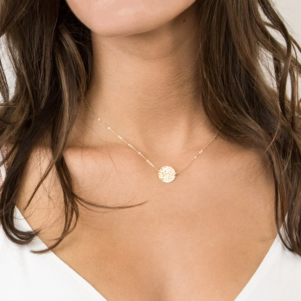 

Stainless Steel Coin Pendants Necklace For Women Metal Choker Thin Clavicle Chain Valentine's Day Fashion Jewelry Accessories