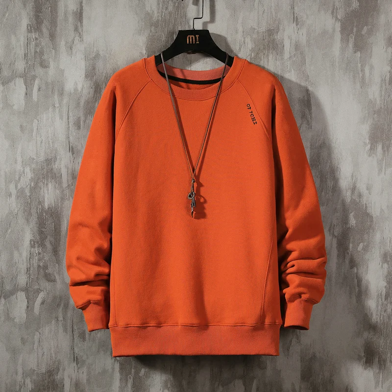 

O-neck Men Casual Sweatshirt Size M-5XL Solid Color Long Sleeve Shirt Man Autumn Spring Pullovers