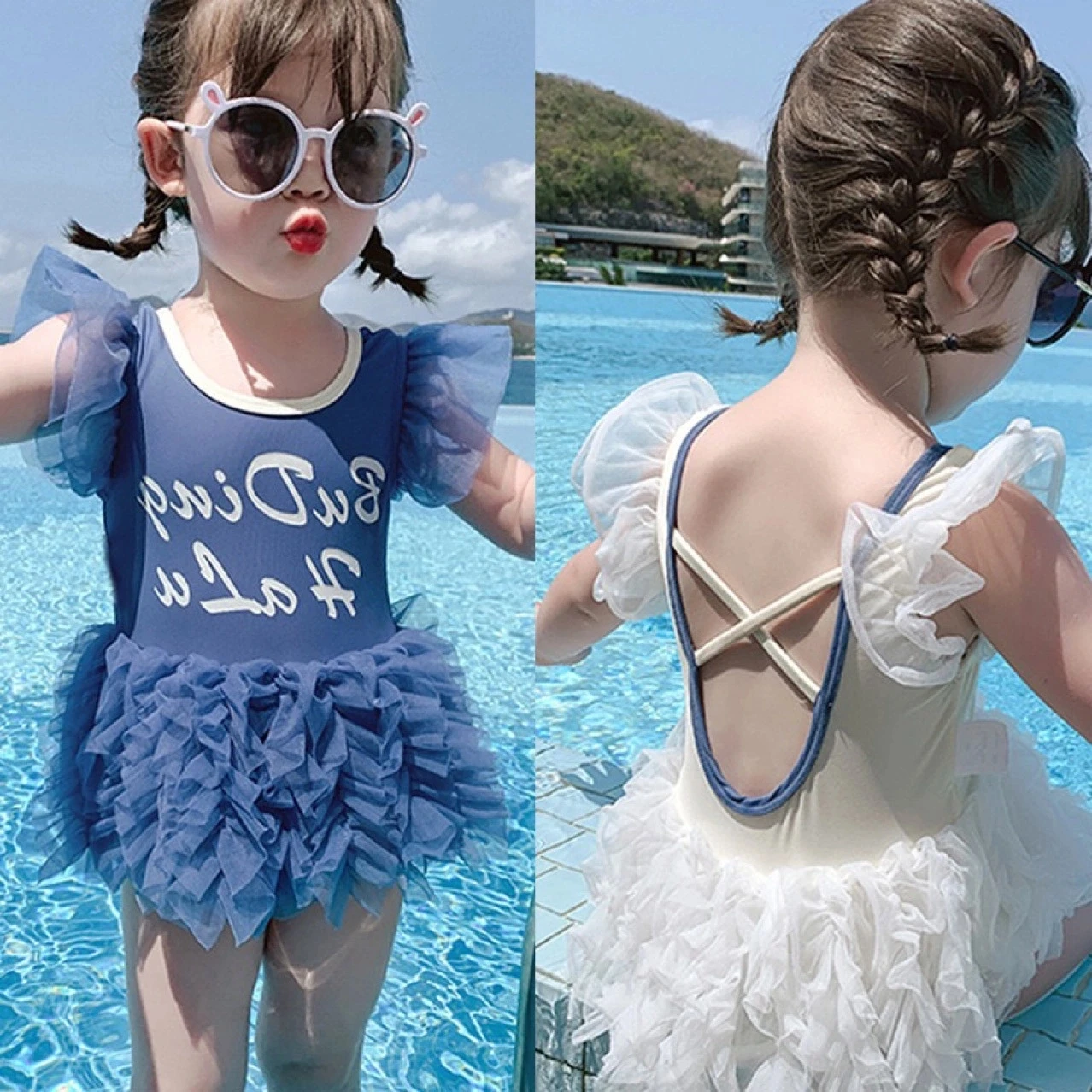 

Детский купальник, летний Цельный купальник для девочек, купальник с лямкой на шее