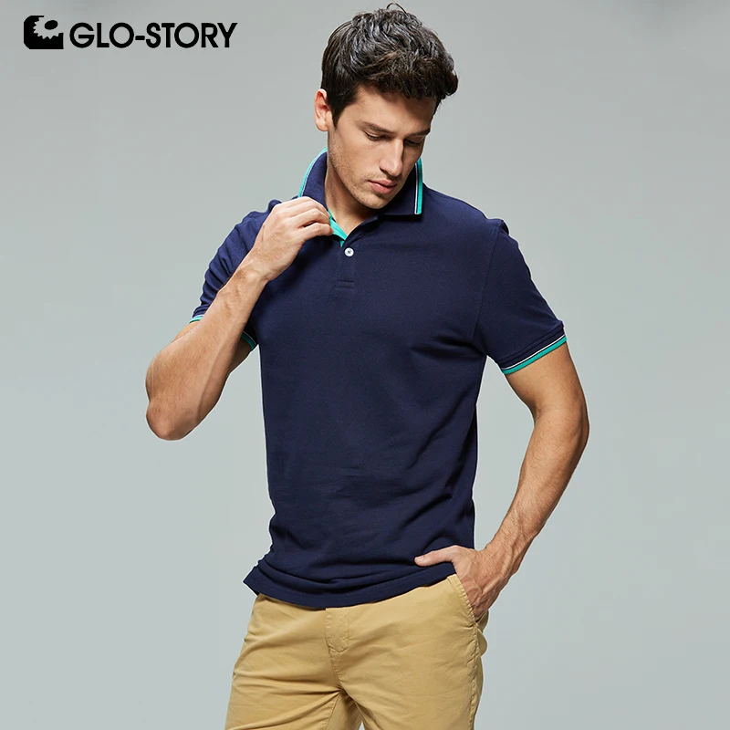 GLO-STORY Мужская Базовая Повседневная Трикотажная хлопковая рубашка поло 2020 с