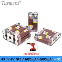 turmera 4s 14 4v 16 8v 18650 hg2 3000mah 6000mah lithium battery 30a soldering strip for screwdriver battery shurika customize